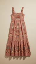 Embroidered linen maxi dress