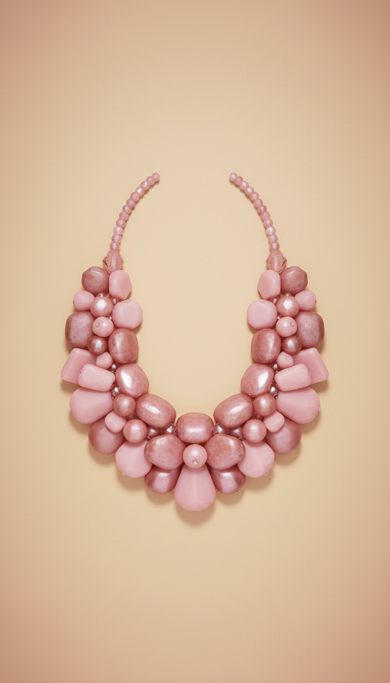 Petal pink beaded statement necklace